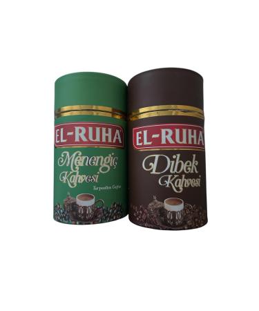 RUHA El-Ruha brand Cylinder Dibek and Pistachio Coffee (200 gr - 2 BOXES)