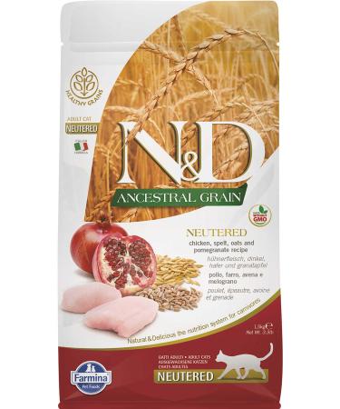 N & D ND Ancestral Grain Low Grain Chicken and Pomegranate Sterilized Cat Food 1.5kg