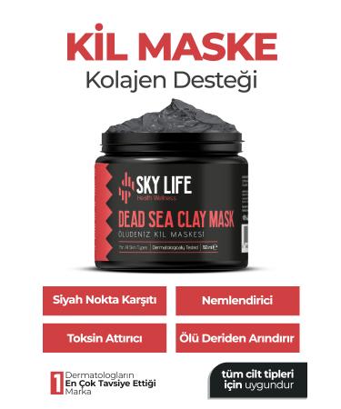 Sky Life Health Wellness Collagen l deniz Clay Mask Anti-Stain Anti-Acne Blackhead Remover 150 gr