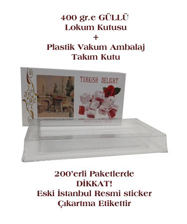 BSEYSTORE 400 gr. ROSE TURKISH DELIGHT BOX + INNER VACUUM PLASTIC PACKAGING