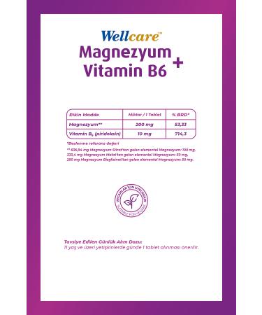 Wellcare Magnesium Vitamin B6 - 60 Tablets - Buy Online on GoSupps.com