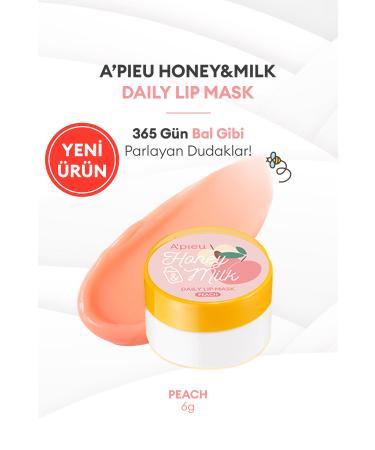 Missha Honey and Milk Nourishing Moisturizing Lip Mask A'PIEU Honey & Milk Daily Lip Mask (Peach)