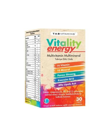 Tab Tabvitamins Vitality Energy 30 Tablets