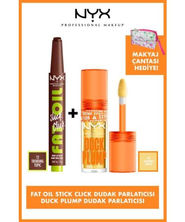 NYX Professional Makeup Duck Plump Lip Gloss 01 Clearly Spicy & Fat Oil Shine Lip Balm 12- Gift Bag - Buy Online on GoSupps.com