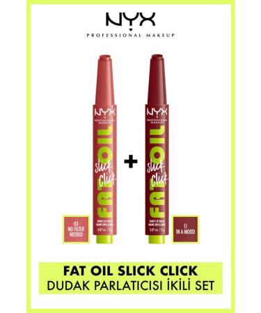NYX Professional Makeup Fat Oil Slick Click Shine Lip Balm - 03 No Filter Needed & 11 In A Mood - Buy Online on GoSupps.com