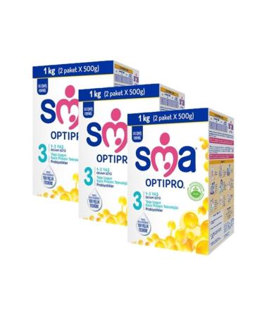 SMA Optipro Probiotic 3 1- 3 Years Follow-On Milk 1000 Gr X 3 Pieces