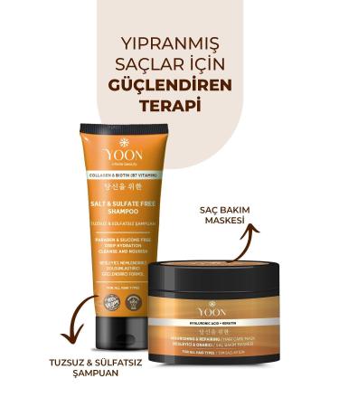 YOON Vegan Salt-Free Shampoo & Hair Care Mask 250ml Hyaluronic Acid Keratin Collagen and Biotin 2-Piece Set - Buy Online on GoSupps.com