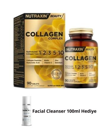 Nutraxin Collagen Complex 90 Tablets (Type 1-2-3-5-10 Hyaluronic Acid Biotin Zinc Vitamin C Copper Selenium)