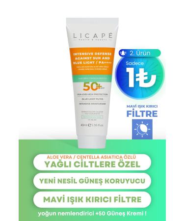 Licape High Protection +50 Factor Sun Cream with Aloe Vera Extract for Oily Skin 40ml