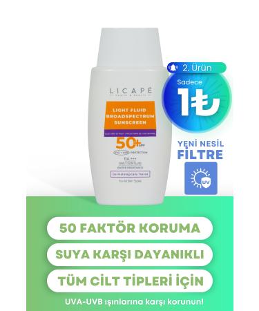 Licape High Protection Water Resistant Suitable for All Skin Types 50 Factor Liquid Sun Cream 50 ml