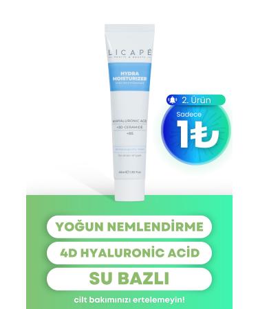 Licape Intensive Moisturizing Brightening 4D Hyaluronic Acid Water Based Moisturizer Cream 40ml