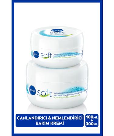 NIVEA Soft Moisturizing Hand Face and Body Care Cream 100ml and 300ml Jojoba Oil Vitamin E Smooth Skin