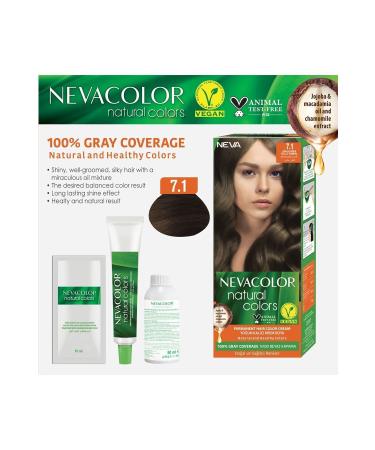 Neva Color Nevacolor Natural Colors 7.1 Ash Blonde - Permanent Cream Hair Dye Set - Buy Online on GoSupps.com