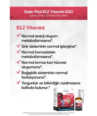 Zade Vital Vitamin B12 Duo 1000 Mcg Spray 10 ml - Buy Online on GoSupps.com