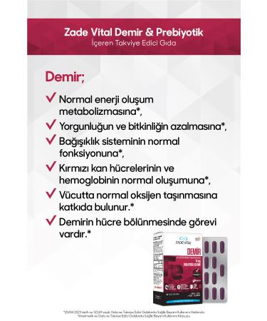 Zade Vital Iron and Prebiotic Supplementary Food 30 Capsules - Buy Online on GoSupps.com