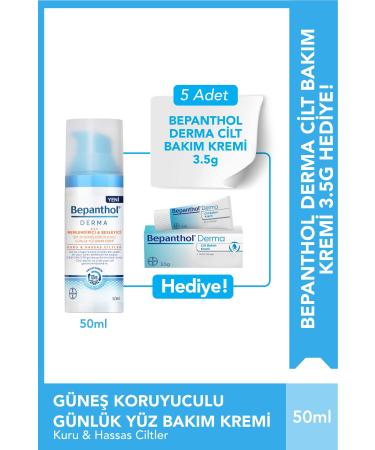 Bepanthol Derma Spf 25 Face Care Cream 50 ml 5 Pieces Skin Care Cream 3.5 G