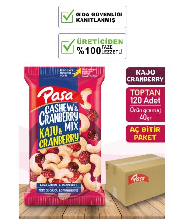 Pasha Nuts Raw Cashew & Cranberry 40 gr (WHOLESALE 120 PIECES)