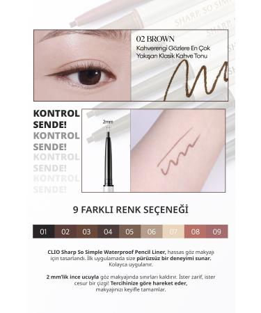 CLIO Waterproof Fine-Tipped Eyeliner CLIO Sharp So Simple Waterproof Pencil Liner (02 Brown) - Buy Online on GoSupps.com