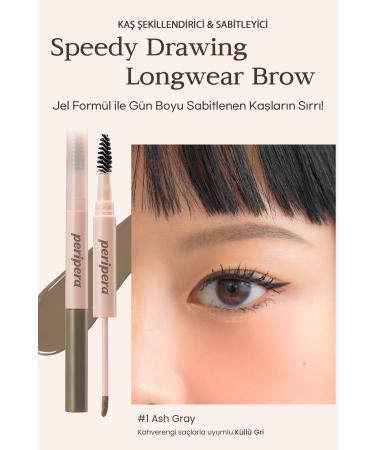 PERIPERA Long-Lasting Intensely Pigmented Eyebrow Gel Peripera Speedy Drawing Longwear Brow (01 Ash Gray) - Buy Online on GoSupps.com