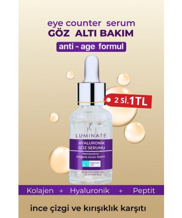 Luminate Under Eye Serum Anti-Wrinkle and Dark Circle Eye Intensive Moisturizer Hyaluron Collagen Peptide