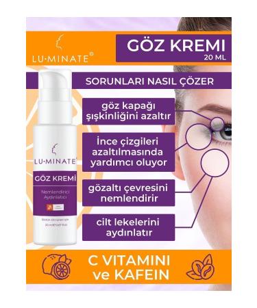Luminate Under Eye Cream Anti-Puffiness Eye Contour Brightening Vitamin C Caffeine For Under Eye Dark Circles - Buy Online on GoSupps.com