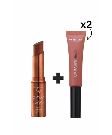 Golden Rose Glow Kiss Tinted Lip Balm No: 06 Choco Cake + Loreal Paris Infaillible Lip Paint Matte 201 Lipstick