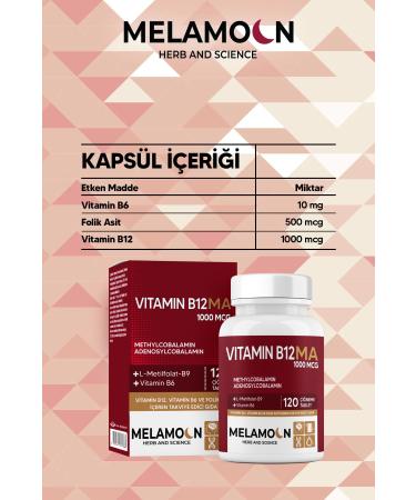 Melamoon B12 B6 and Folic Acid: Nervous System Pregnant Women and Hematopoiesis Support 1000mcg - Buy Online on GoSupps.com