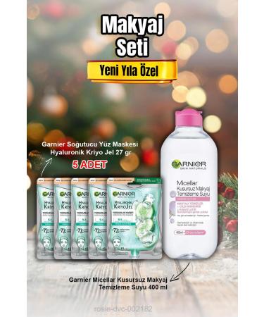 Garnier Cooling Face Mask Hyaluronic Cryo Gel X 5 and Micellar Makeup Remover Water