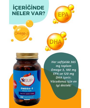 NSUP Omega 3 Fish Oil (EPA/DHA) 1000 Mg 60 Softgels - Buy Online on GoSupps.com
