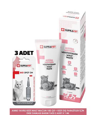 teknotrust Mother Kitten Malt Paste 100 Gr + Cat Parasite Care Oil Drops 3 PCS