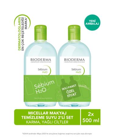 Bioderma Sebium H2o Face and Make-up Cleansing Water 500 ml X 2 Pieces