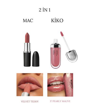 KIKO 3d Hydra Lipgloss 17 Pearly Mauve and M A CXIMAL Silky Matte Lipstick Velvet Teddy Make Up