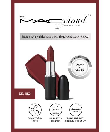 Mac M A Cximal Sleek Satin Lipstick Iconic Satin Finish Lipstick-DEL RIO 3.5GM