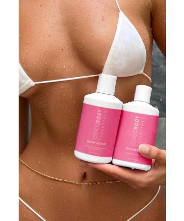 Coco Body Body Scrub & Shower Oil Skin Smoothing Ingrown Hair and Strawberry Remover Set