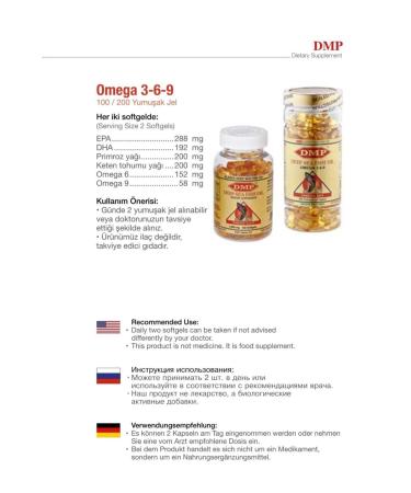 DMP Omega 3-6-9 Fish Oil 1000 Mg 200 Softgel - Buy Online on GoSupps.com