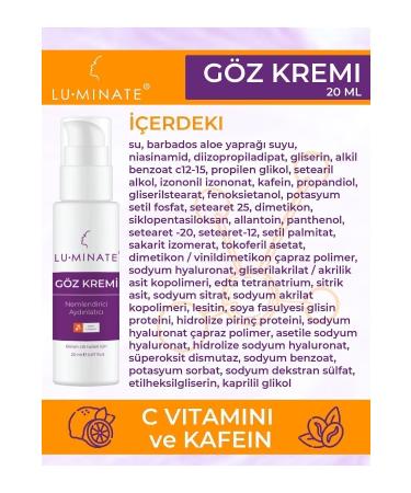 Luminate Under Eye Cream Anti-Puffiness Eye Contour Brightening Vitamin C Caffeine For Under Eye Dark Circles - Buy Online on GoSupps.com