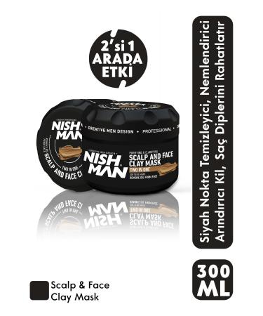 NISHMAN 2 in 1 Clay Mask - Blackhead Remover for Scalp and Face & Green Apple Scent