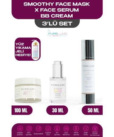 Pure Lume Smoothy Face Mask X Face Serum BB Cream 3-Piece Set - Face Wash Gel (200 ML) Gift
