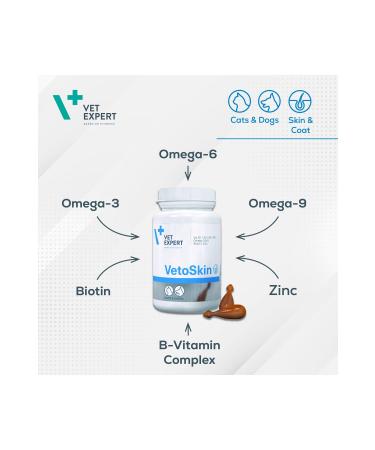 vet expert VETEXPERT VETOSKIN Hair and Skin Development Supporting Capsule for Cats and Dogs - 90 Capsules
