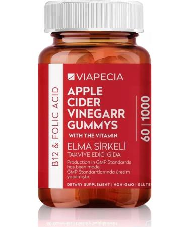 Viapecia Apple Cider Vinegar B12 & Folic Acid Gummy 60 Pieces Gelatin-Free Gluten-Free Vegan and Non-GMO - Buy Online on GoSupps.com