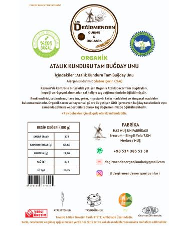 Organic Atalik Kunduru Whole Wheat Flour from the Mill - 5 Kilos - Buy Online on GoSupps.com