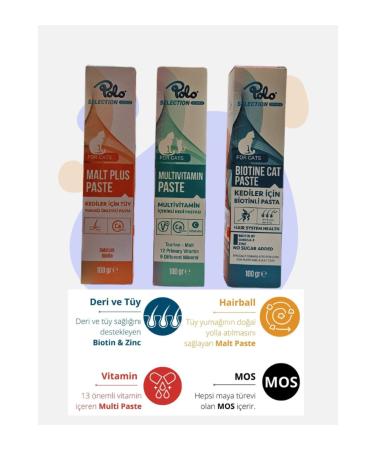teknotrust Cat Malt Paste 100 Gr + Multi Vitamin Paste 100 Gr + Biotin Paste 100 Gr (3x100 Gr)