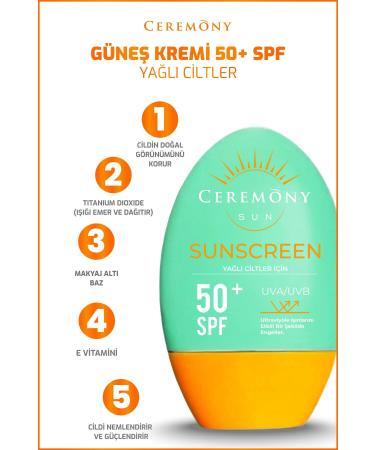 Ceremony Uva-uvb High Protection Natural Looking Fast Absorbing 50 Spf Sun Cream Oily Skin 50ml - Buy Online on GoSupps.com
