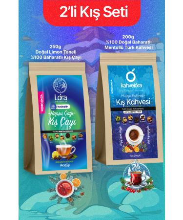 kahvelora New - Winter Hapshu Turkish Coffee - Winter Hapshu Tea 0 Natural Spices 2-Piece Set Bundle