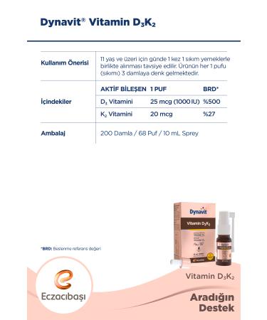 Dynavit Vitamin D3k2 Spray 10 Ml - Buy Online on GoSupps.com