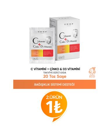 VOOP Vitamin C + Zinc & Vitamin D3 | Daily Vitamin Supplement - 20 Powder Sachets