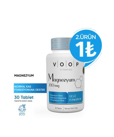 VOOP Magnesium Malate Citrate And Bisglycinate - 200 Mg | 30 Tablets