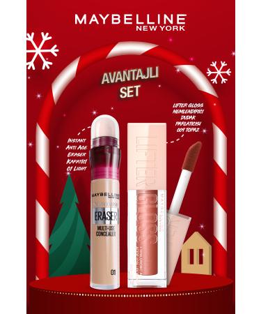 Maybelline New York Instant Anti Age Eraser Concealer - 01 Light & Lifter Gloss Moisturizing Lip Gloss 009 Topaz