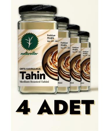 Natureller Tahini Medium Roasted Fethiye - Local Sesame 280 gr (4 Pieces)