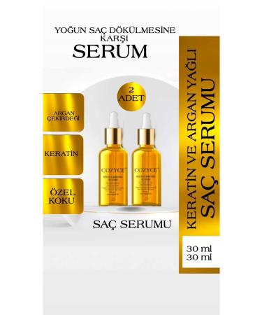 Cozyce Keratin & Argan Oil Extremely Damaged Hair Fast Growing Hair Care Serum 2 Pieces
